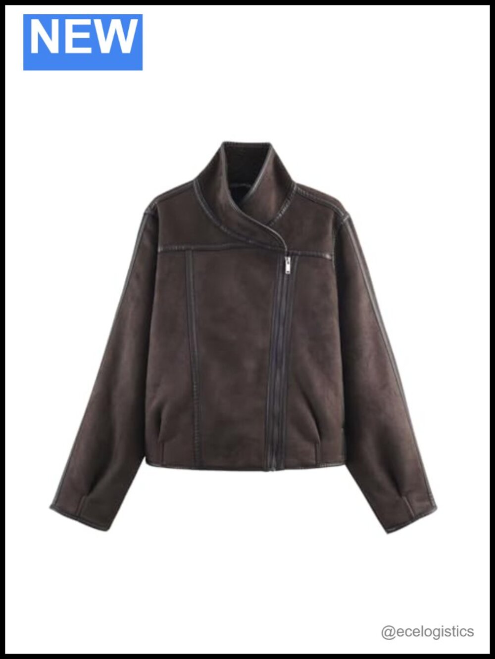 Reversible Double-Faced Fleece Cropped Jacket Front Zipper Stand Collar